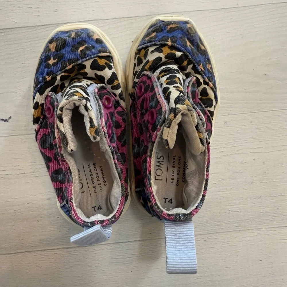 TOMS girls‎ colorful cheetah print shoes little kids toddler 4